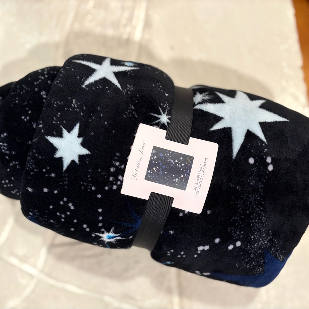 Victoria's Secret Black and White Starry Blanket